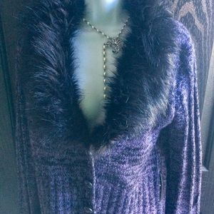 BCBGMAXAZRIA Cardigan Large Frosted Plum